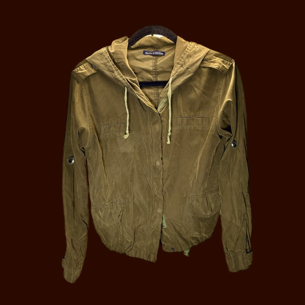 Brandy Melville Green/Brown Hooded Jacket